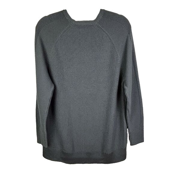 ATHLETA Hanover V Neck Sweater Knit Pullover Merino Wool Long Sleeves Gray sz L - Picture 7 of 15